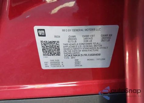 2024 GMC Acadia Fwd Elevation z USA, uszkodzony, nr VIN 1GKENKKS7RJ168408